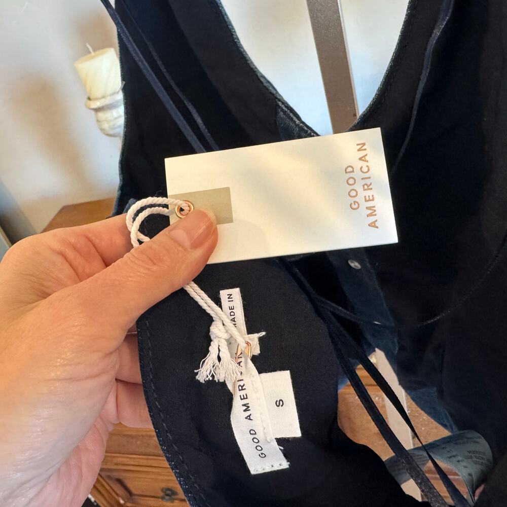 Good American Denim Halter Vest Indigo724 Size Small NWT - Picture 7 of 10